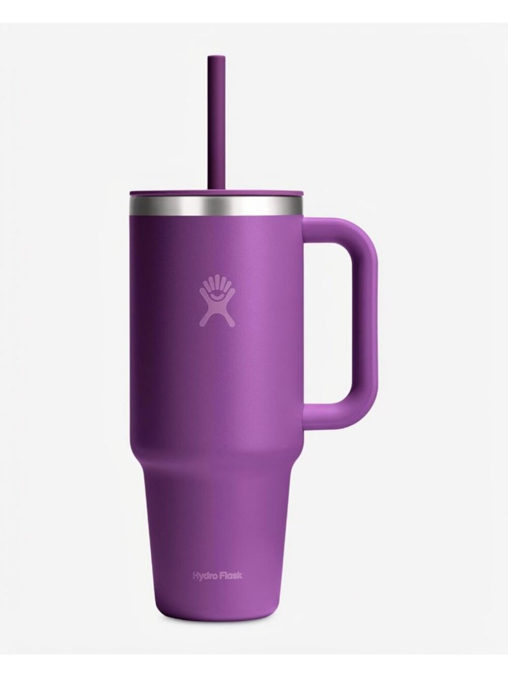 Insulated 40 Oz Travel Tumbler with Handle, Lid & Straw - Beachplum Purple